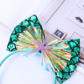 Cute Bling Kids Headband PU Sequins Big Bowknot Cheap Hairband for Children Party Festival Holiday Show Fashion Hair Accessories